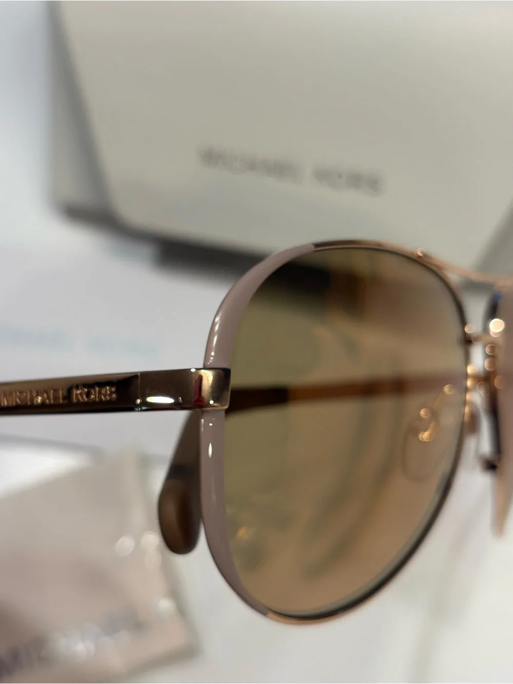Michael Kors Women’s Rose Gold Frame Sunglasses with Brown Lenses